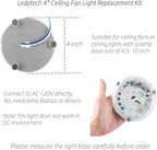 4 inch LED Retrofit Light Kit for Ceiling Fan Light Replacement Panel PCB 18W 6000K 2200LM 120V CRI90 Dimmable ETL (White 6000K)