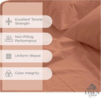 Linen Home 100% Cotton Percale Sheets California King Size, Tera Clay, Deep Pocket, 4 Pieces Set - 1 Flat, 1 Deep Pocket Fitted Sheet and 2 Pillowcases, Crisp Cool and Strong Bed Linen
