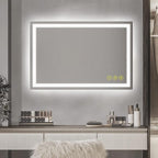 24x36Inch LED Mirror for Bathroom Anti-Fog 3 Colors Dimmable Lighted Mirror Wall Mounted Bathroom Mirror with Lights Horizontal/Vertical Smart Bathroom Mirror