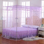 Twin Canopy Bed Curtains - 4 Corner Canopy for Beds, Bed Canopy for Girls Adults, Bedroom Home Decor (Twin Size, Purple)