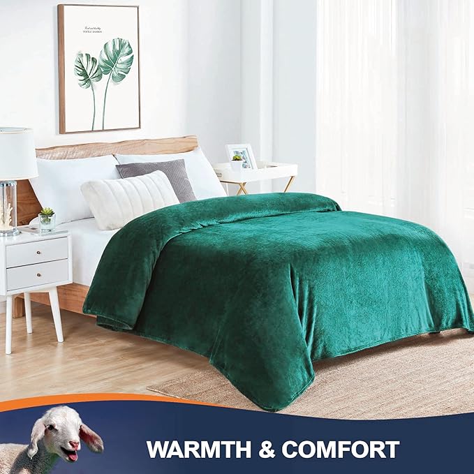 Walensee Fleece Blanket Plush Throw Fuzzy Lightweight (Queen Size 90x90 Emerald Green) Super Soft Microfiber Flannel Blankets for Couch, Bed, Sofa Ultra Luxurious Warm and Cozy for All Seasons