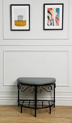 Mango Steam Half Moon Shoe Bench - Vanity Seat/Dressing Stool/Makeup Chair - Heather Gray