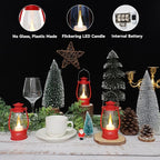 12Pcs Red Mini Lanterns for Centerpiece – Vintage Lantern Decor for Christmas, Halloween, Weddings & Western Party – Hanging Ornaments Bulk with Flicker LED Candle for Cowgirl, Camping Decor