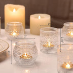 16 Pcs Assorted Clear Votive Candle Holders- Glass Tealight Candle Holder for Wedding Table Decor, Small Candle Holders Bulk for Fall, Thanksgiving, Christmas, Wedding Party Decor