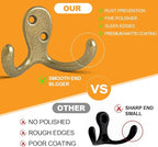 15 Pack Coat Hooks Wall Hooks for Hanging, Heavy Duty Double Prong Metal Hook Wall Mounted for Living Room, Bathroom, Kitchen, Bedroom for Coat, Bag, Scarf, Towel, Hat, Key, Cup (Bronze)