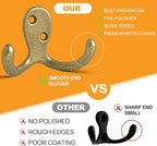 25 Pack Coat Hooks Wall Hooks for Hanging, Heavy Duty Double Prong Metal Hook Wall Mounted for Living Room, Bathroom, Kitchen, Bedroom for Coat, Bag, Scarf, Towel, Hat, Key, Cup (Bronze)