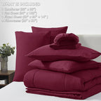 CozyLux Queen Comforter Set Burgundy, 7 Pieces Bed in a Bag, Red Comforter Queen Size, All Season Bedding Sets with Stitch Quilted Comforter, Flat Sheet, Fitted Sheet, Pillowcases