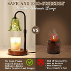 Small Candle Warmer Lamp with Timer, Adjustable Green Lamp Warmer for Jar Candles, Unique Women Gifts for Birthday, Dimmable Candle Heater, Christmas Gifts, Cute Wax Warming Light with Wood Base