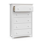 Storkcraft Kenton 5 Drawer Dresser (White) for Kids Bedroom, Nursery Dresser Organizer, Chest of Drawers with 5 Drawers, Universal Design for Children’s Bedroom