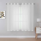 KEQIAOSUOCAI Sheer Window Curtains 72 inches Long, Silver Grommet Light Filtering Window Drapes Airy & Breathable Living Room Voile Panels for Flat,Pure White, 108" W Total 2 Pieces