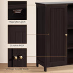 Yaheetech Bathroom Floor Cabinet, Modern Storage Freestanding Organizer Cabinet with Adjustable Shelves & Double Doors, 3-Tier Home Living Room Furniture, Espresso