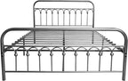 TUSEER Metal Bed Frame Queen Size with Vintage Headboard and Footboard Platform Base Wrought Iron Bed Frame Gray Silver (Queen, Gray Silver).