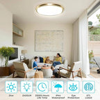 zemty 2Pack LED Ceiling Light Fixture, 6.5-Inch 12W 1200lm Small Flush Mount Light, Adjustable 3000K 4000K 6500K Color Temperatures, Round Flat Recessed Lamp for Kitchen Closet Hallway Laundry, Gold