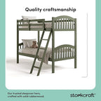 Storkcraft Long Horn Twin-Over-Twin Bunk Bed (Olive) - GREENGUARD Gold Certified, Converts to 2 Individual Twin Beds