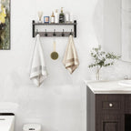 Homode Wall Hooks with Shelf, Coat Rack Wall Mount, Entryway Shelf with Hooks for Clothes, Backpack, Key, Purse - Rustic Grey