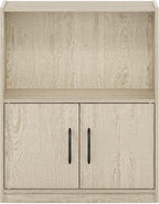 Furinno Gruen 2-Tier Open Shelf Bookcase with 2 Doors Storage Cabinet, Metropolitan Pine