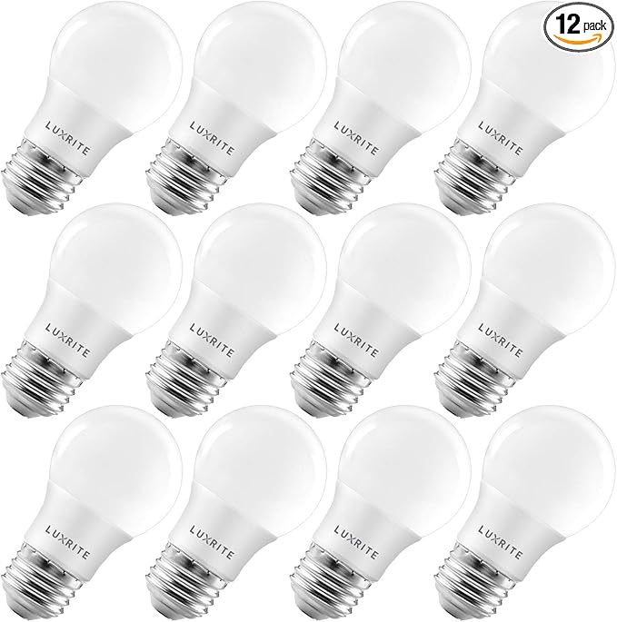 LUXRITE A15 LED Bulb 40W Equivalent, 7W, 3000K (Soft White), 600 Lumens, Enclosed Fixture Rated, Dimmable Ceiling Fan Light Bulbs, E26 Medium Base, UL Listed - Indoor and Outdoor (12 Pack)