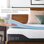 LUCID 2-Inch Ventilated Gel Infused Memory Foam Mattress Topper - Queen