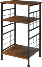 GIOTORENT 3-Tier Tall End Table, Narrow Night Stand with #-Design Sturdy Frame, Small Bed Side Table for Small Space in Living Room,Bedroom,Office,Bathroom(Brown)