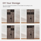 Iwell Storage Cabinet with Adjustable Shelf, Bathroom Cabinet with Doors, Cupboard, Kitchen Pantry Cabinet, Floor Cabinet for Living Room, Home Office, Dark Gray