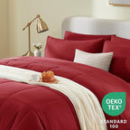CozyLux King Size Comforter Set Dark Red, 7 Pieces Bed in a Bag, Red Comforter King Size, All Season Bedding Sets with Stitch Quilted Comforter, Flat Sheet, Fitted Sheet, Pillowcases
