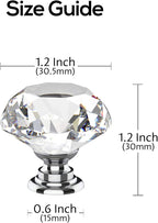 Alzassbg 10 Pack Clear Crystal Drawer Knobs, 1-1/5 Inch(30mm) Diameter Cabinet Knobs Glass Diamond Crystal Knobs for Drawers AL1001