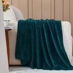 NEWCOSPLAY Super Soft Queen Blanket Dark Teal Premium Silky Flannel Fleece Leaves Pattern Lightweight Bed Blanket All Season Use (Dark Teal, Queen(90"x90"))