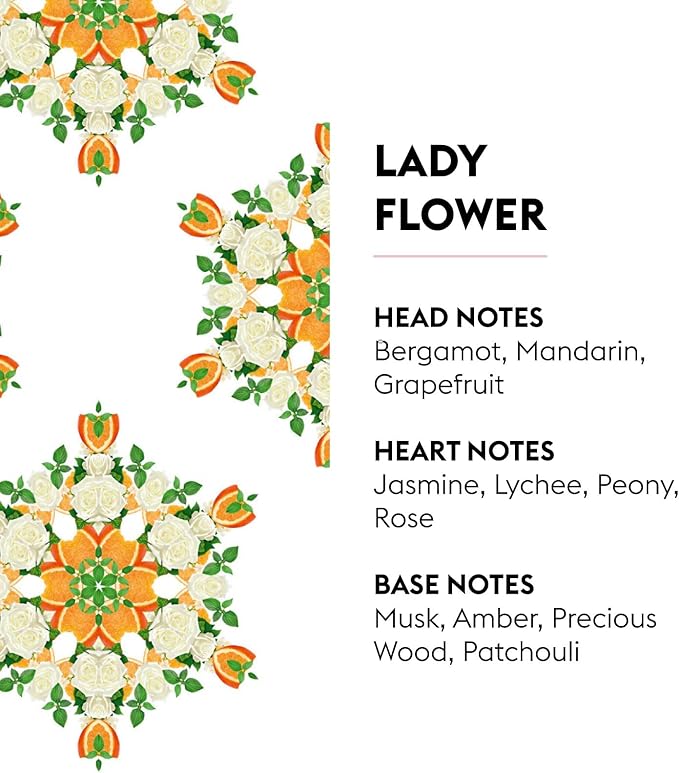 Maison Berger - Lady Flower - Lampe Berger Fragrance Refill Oil for Home Diffusers - Luxury Air Freshener with Bergamot, Jasmine & Precious Wood Notes - 16.9 Fl Oz (500ml)