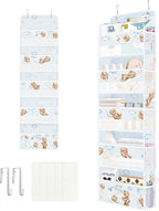 Clastyle Animals Over The Door Organizer Star Nursery Hanging Storage Organizer for Kids Clothes Diaper Toy Closet Door Hanging Shelf Storage for Bedroom Bathroom Pantry, Bear, 5-Tier