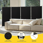 RANTILA 4 Panel Room Divider, 6 Ft Tall Folding Privacy Screen Room Dividers, Freestanding Room Partition Wall Dividers, 136''W x 20''D x 71''H, Black