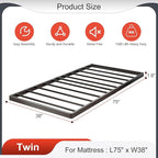 1.6 Inch Bunkie Board Twin Low Profile Heavy Duty Metal Box Spring Twin Bed Base Sturdy Mattress Foundation, Easy Assembly, Noise Free, Black