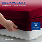 DREAMCARE California King Sheet Sets - Cooling Bed Sheets - 4pcs Set - up to 15" Deep Pocket Cal King Sheets - California King Sheets - Soft & Lasting 100% Brushed Polyester with Side Pocket -Burgundy