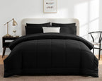 CozyLux Full Size Comforter Sets Black, 7 Pieces Bed in a Bag, Black Comforter Full Size, All Season Bedding Sets with Stitch Quilted Comforter, Flat Sheet, Fitted Sheet, Pillowcases