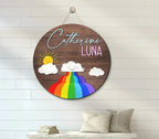 Custom Rainbow Nursery Name Sign, Sunshine 3D Wooden Baby Sign, Baby Shower Gifts for Boy Girl Birthday, Door Hanger Kids Room, Baby Name Room Door Sign, Kids Bedroom Decorations