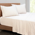 Mejoroom Striped King Size Sheet Set - Soft Microfiber Bed Sheets,Deep Pocket Fitted Sheet, Soft, Breathable, Wrinkle & Fade Resistant - 4 Piece (Beige Stripe)