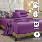 Cottolester Boho Comforter Set Queen Size,8 Piece Bed in a Bag Bohemian Striped Bedding Quilt Set,Purple Paisley Floral Comforter and Sheet Set,Soft Microfiber Complete Bedding Sets for All Season