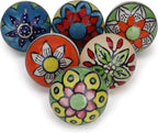Cabinet Multicolor Assorted Ceramic Drawer Pull Handle Kitchen Cupboard Wardrobe Knob Boho Room Decorative Furniture Dresser Drawers Knobs-Pack of 12