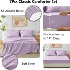 CozyLux Full Size Comforter Sets Light Purple - 7 Pieces Lavender Bed in a Bag Full, Luxury Soft Bed Set for All Seasons, Bedding Set with Down Alternative Comforter, Sheets, Pillowcases & Shams