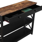 Convenience Concepts Oxford 1 Drawer Console Table with Shelves, Barnwood/Black