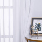 NICETOWN White Sheer Curtains for Bedroom Windows 84" Length with Width 37" Per Panel, Grommet Casual Voile Sheer with Light Filter Window Treatments for Nursery/Apartment/Living Room, Set of 2