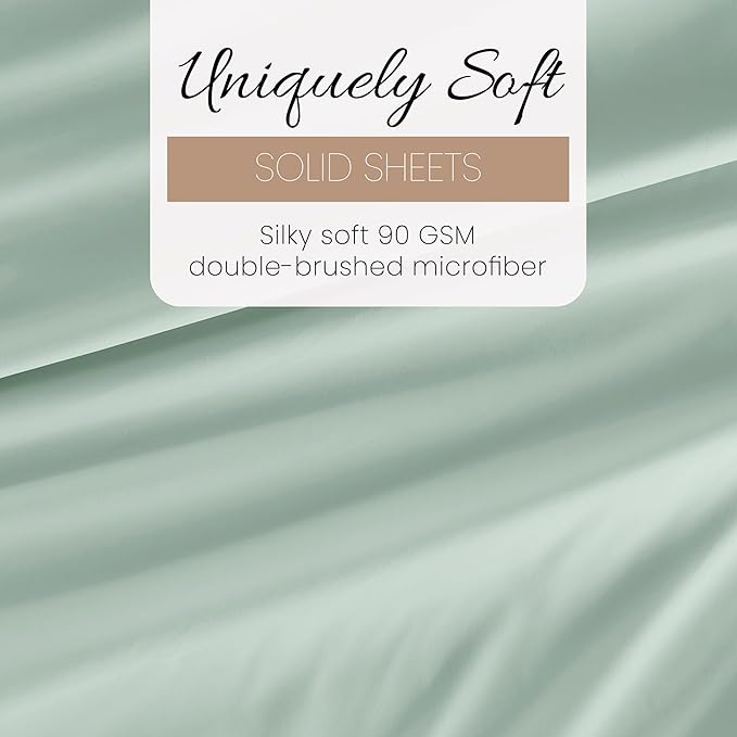 Linen Market Double-Brushed Microfiber Twin Sheet Set 3 Piece – Oeko-TEX Certified Ultra Soft & Wrinkle-Free - 16" Deep Pocket Sheets - Easy Care Twin Size - Mint
