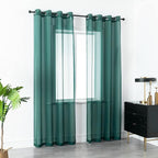 DUALIFE Hunter Green Sheer Curtains 96 Inch Length,Look Semi Sheer Curtain Drapes for Living Room Bedroom Loft Kitchen Bathroom Privacy Voile Window Treatment Panels,52 x 96 Inches,Set of 2