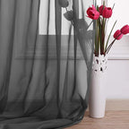 NICETOWN Dark Grey Scarf Valances for Windows, Decorative Soft Voile Sheer Window Scarfs for Farmhouse/Cottage, W60 x L216, Sold by 2 Panels
