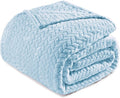 Exclusivo Mezcla Light Blue Fleece King Size Blanket for Bed, 90x104 Inches Soft Cozy 3D Decorative Jacquard Flannel Blankets, Lightweight Fuzzy Plush Warm Blankets for All Seasons