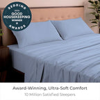 Mellanni California King Sheets Set - 4 PC Iconic Collection Bedding - Hotel Luxury, Extra Soft, Cooling Bed Sheets - Wrinkle, Fade, Stain Resistant (Cal King, Sky Blue)