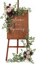 Ling's Moment 2pcs Wedding Flowers Garland Artificial Floral Swag Arch Decorations Rose Greenery Arrangements Marsala Blush Ceremony Reception Garden Easel Wall Entryway Outdoor board(NOT Include Sign