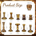 Mumufy 10 Pcs Glass Crystal Taper Candle Holders Clear Glass Candlestick Holder Fit 0.8 Inch Candles Crystal Decorative Candle Stand Centerpiece Table Wedding Dining Party (Classic,Brown)