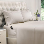 DREAMCARE Queen Sheet Set – 4 pcs Cooling Sheets – up to 21” Extra Deep Pocket Queen Sheets – Hotel Luxury Sheets & Pillowcases – Superior Softness 100% Microfiber with Side Pocket - Beige
