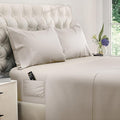 DREAMCARE King Size Sheets Set - Cooling Bed Sheets - 4pcs Set - up to 15" Deep Pocket King Sheet Set – Soft & Long Lasting Cooling - 100% Fine Brushed Microfiber with Side Pocket - Beige
