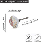 Perilla Home Set of 6 Ceramic Knobs Decorative Knobs for Room Kitchen Cabinet Hardware Cupboard Door Knobs Dresser Wardrobe and Drawer Pulls (Pink & White)
